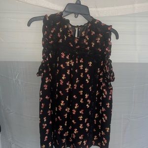 Ana black and red flowers blouse